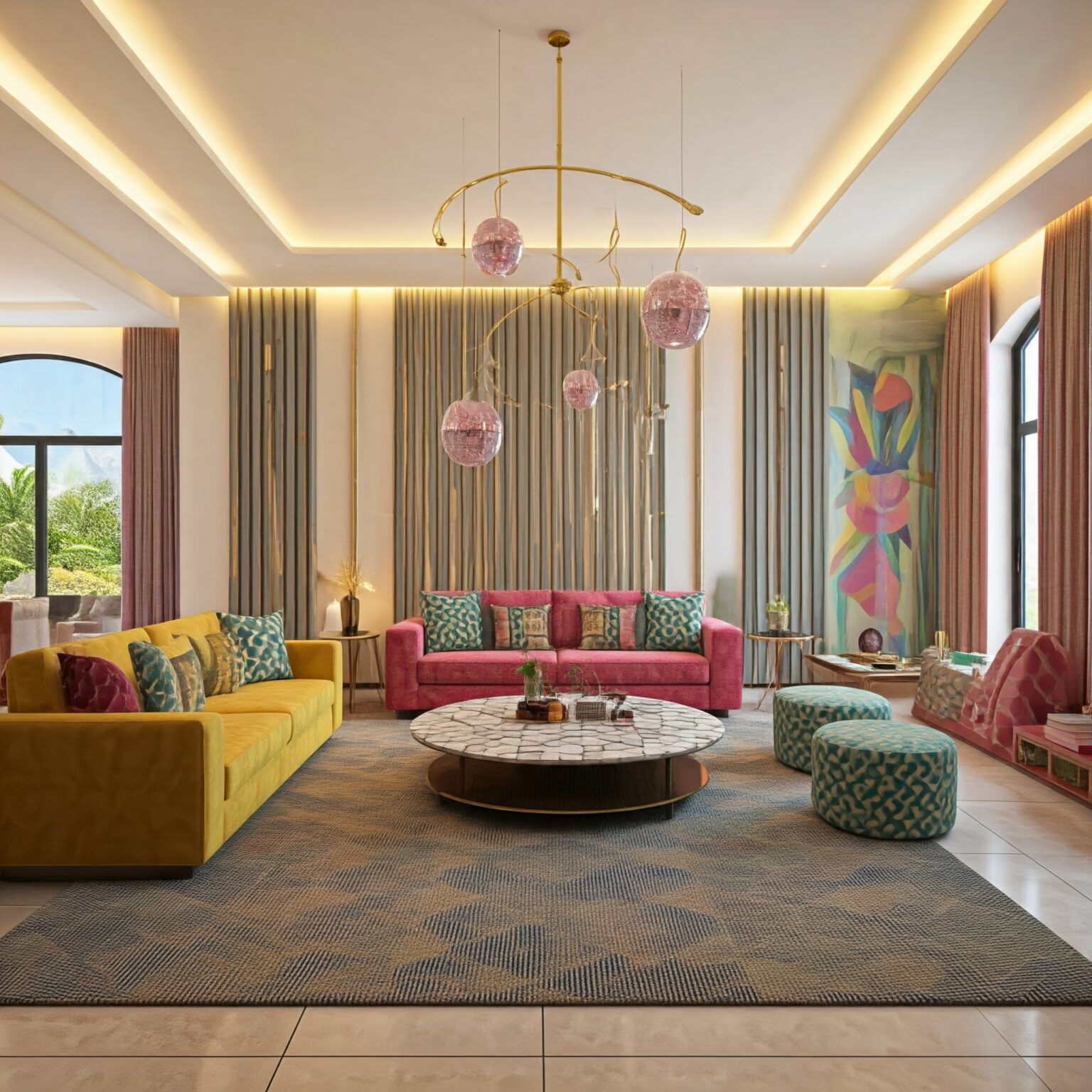 Modern Living Room Design in Dubai | Euphoria Interiors