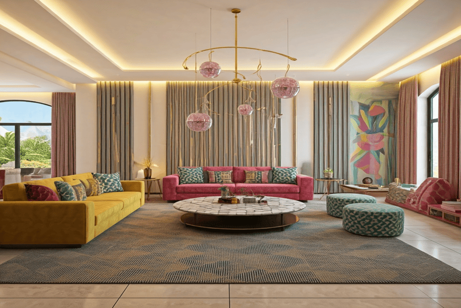 Maximalist Living Room Design With Bold Patterns And Layers