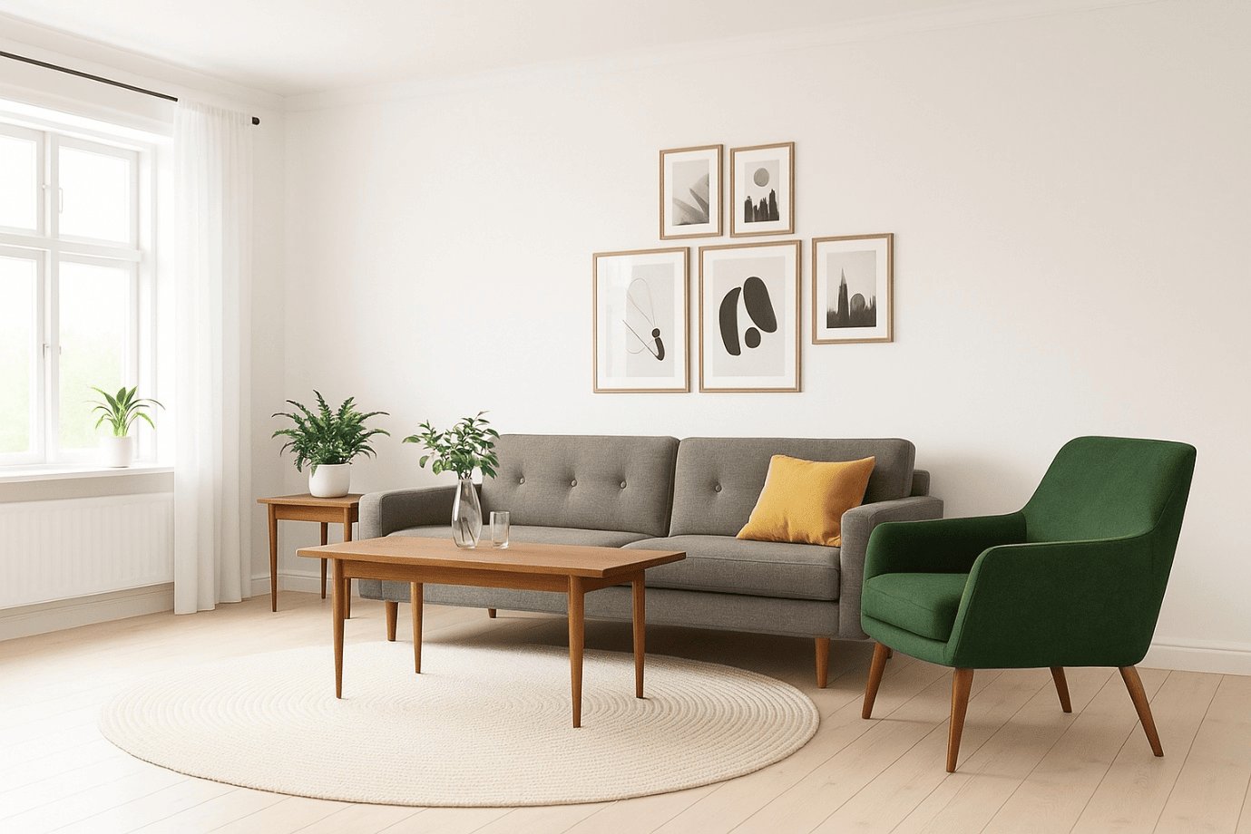 Complete Scandinavian living room idea