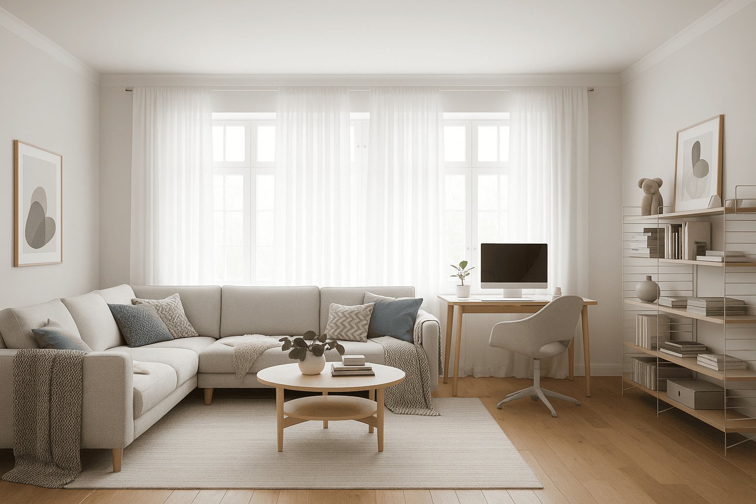 bright, Scandinavian living room idea