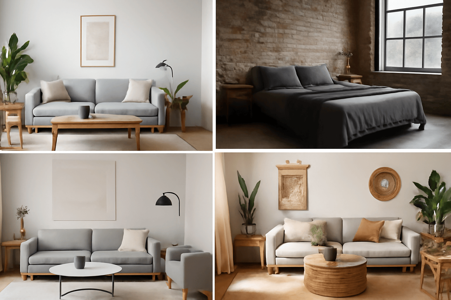 Visual comparison showcasing four distinct interior themes in an Interior Design Style guide