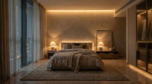 luxcury bedroom with warm light to Make a Bedroom Feel More Luxurious