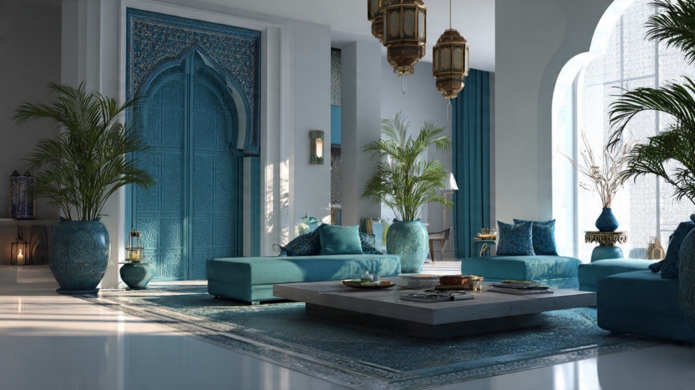 luxurious living room in blue tones exudes calm and naturally uplifts your mood