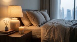 warm light with luxcury bedroom colour tone to Make a Bedroom Feel More Luxurious
