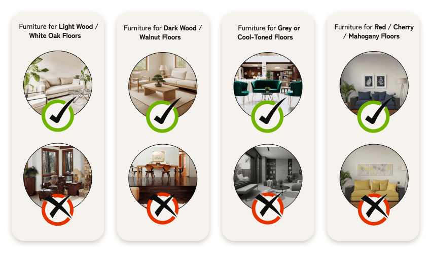 Perfect Combination of flooring and furniture ideas What colour furniture goes with your flooring for a stylish balanced home interior