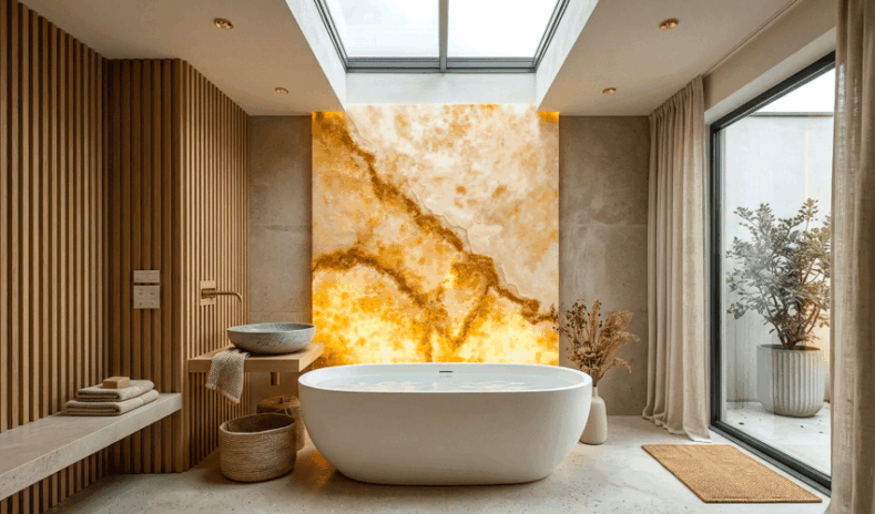 Back Lit Onyx Bathroom Design Ideas