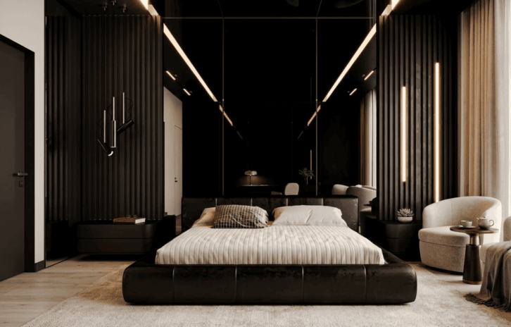 Deep Contrast Infinity Effect Modern Bedroom Design Ideas