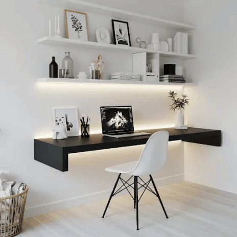 Floating work desk for home office Small Living room ideas