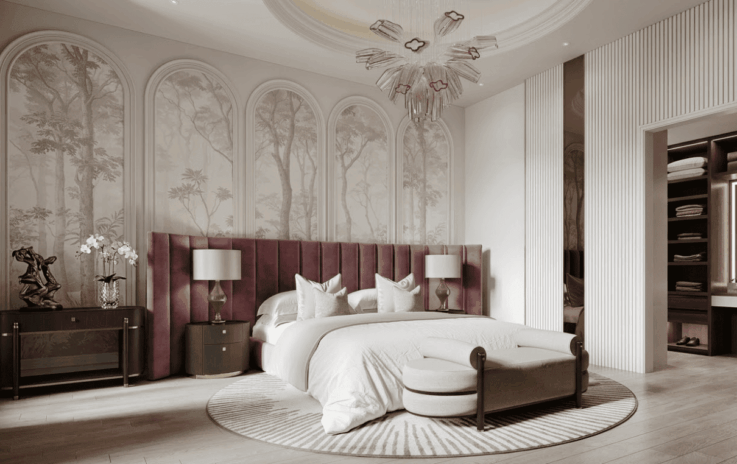 Subtle Forest Backdrop Modern Bedroom Design Ideas