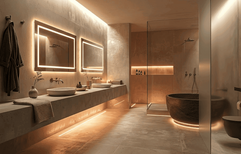 Cove Lighting Soft Atmosphere Bathroom Design Ideas
