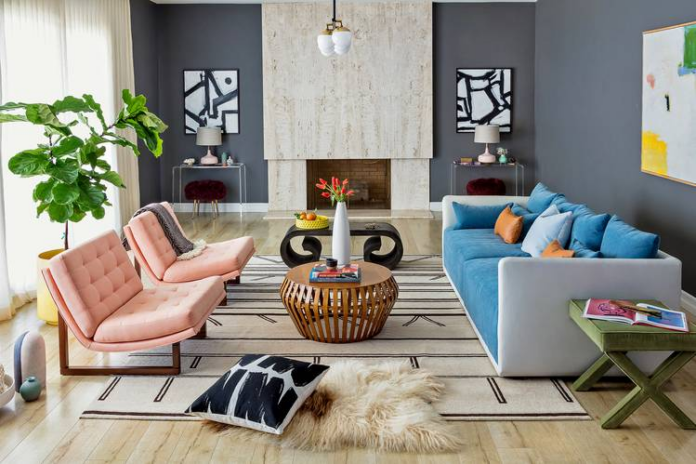 Curve colour and confidence living room design ideas