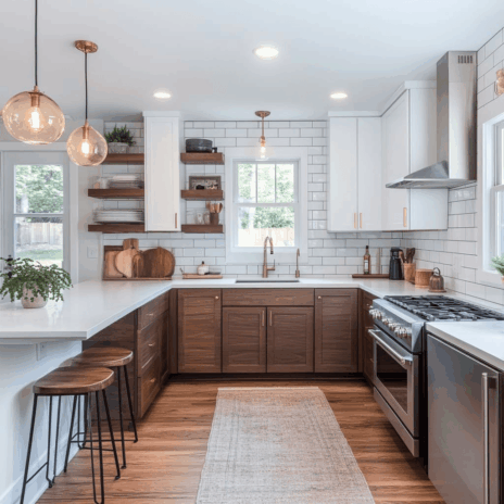 Green and peaceful Kitchen Design Idea