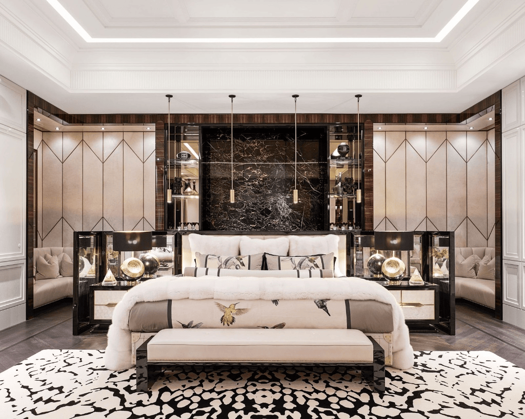 Hollywood Glam Modern Bedroom Design Idea