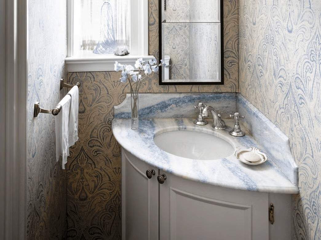 Install a Corner Vanity Small Bathroom Design Ideas