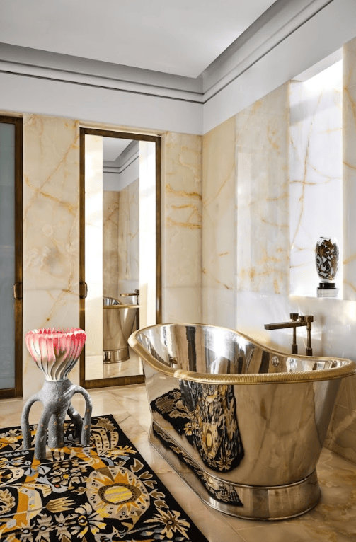 Metallic Accent Glam Bathroom Design Ideas