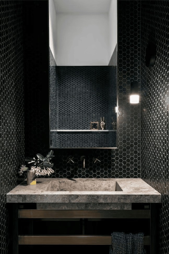 Moody and Dark Palette Small Bathroom Design ideas