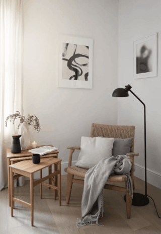 Nesting table for functionality Modern Small Living room ideas