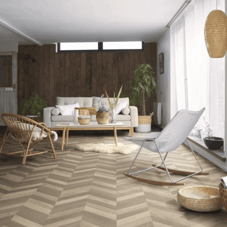Patterned wooden floor Modern Small Living room ideas