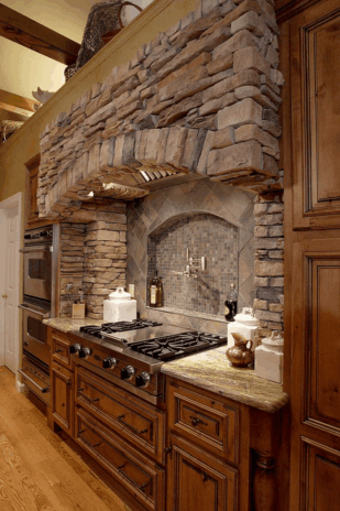 Stone and wood for rustic style