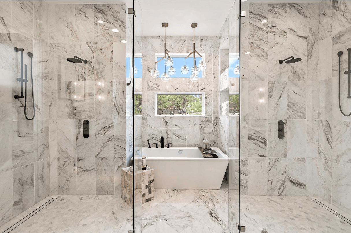 Walk In Double Shower Bathroom Design Ideas