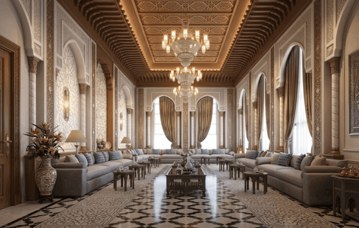 Arabic Majlis Design Idea with Intricate Ceiling Design