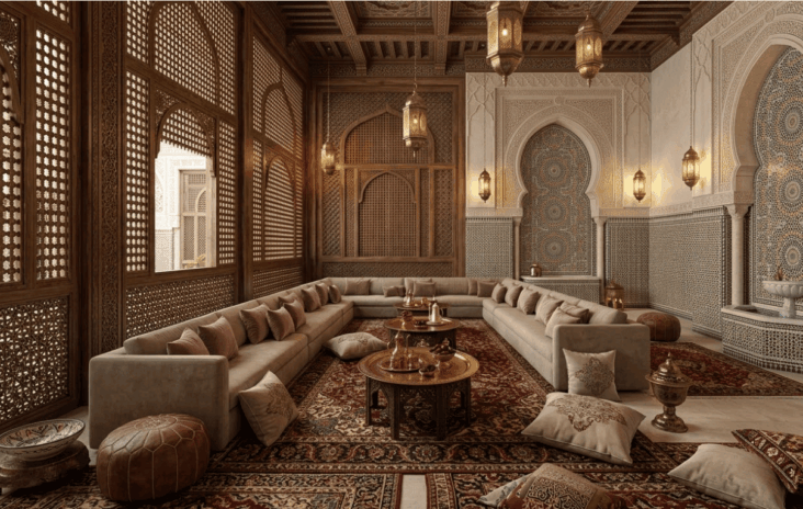Arabic Majlis Design in Mashrabiya Screen