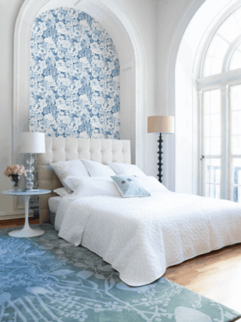 Arched Blue Blossom Elegant Bedroom Design