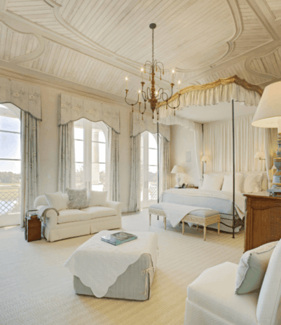 Elegant Bedroom Design in White & Gold Accents