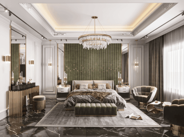 Emerald Velvet Elegant Bedroom Design