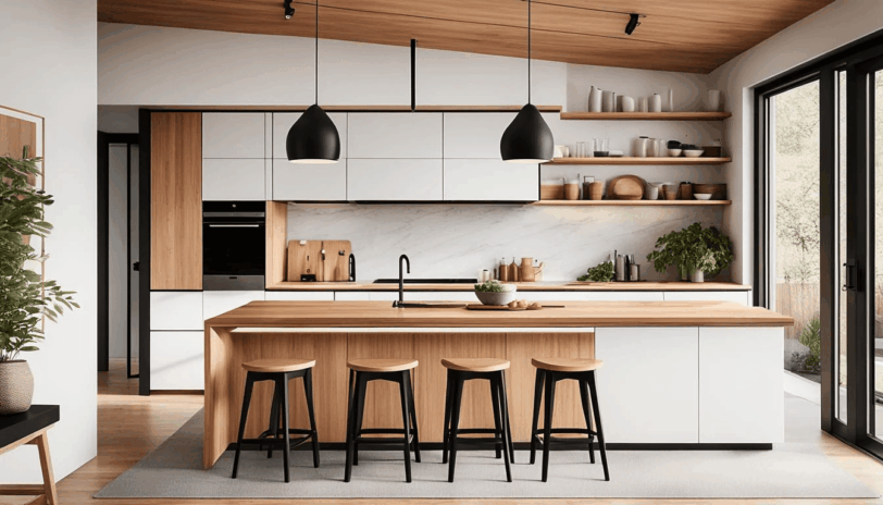 Japandi Kitchen Design with natural light maximisation