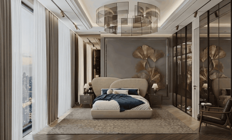 Metal Artwork Elegant Bedroom Design