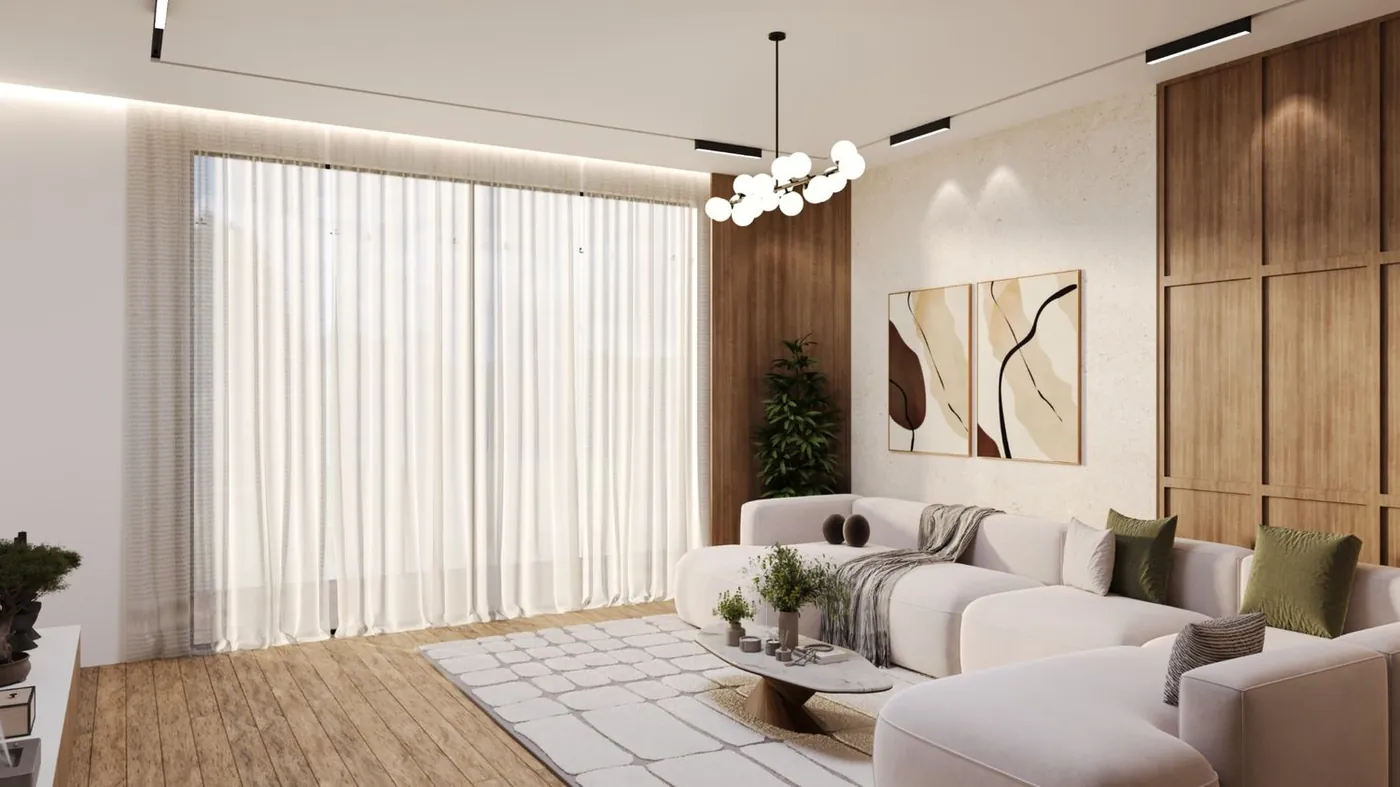 Four bedroom apartment living room interior design in Dubai