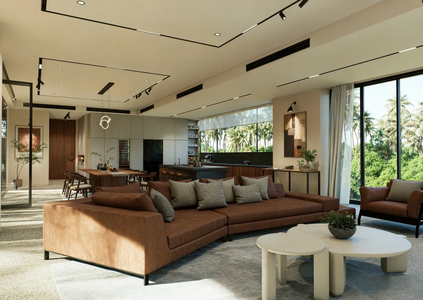 Villa Midori nature villa living room interior design in Dubai
